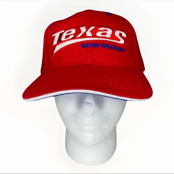 Texas Motor Speedway Hat Cap Strap Back Red Spell Out Logo Adjustable - Picture 1 of 9